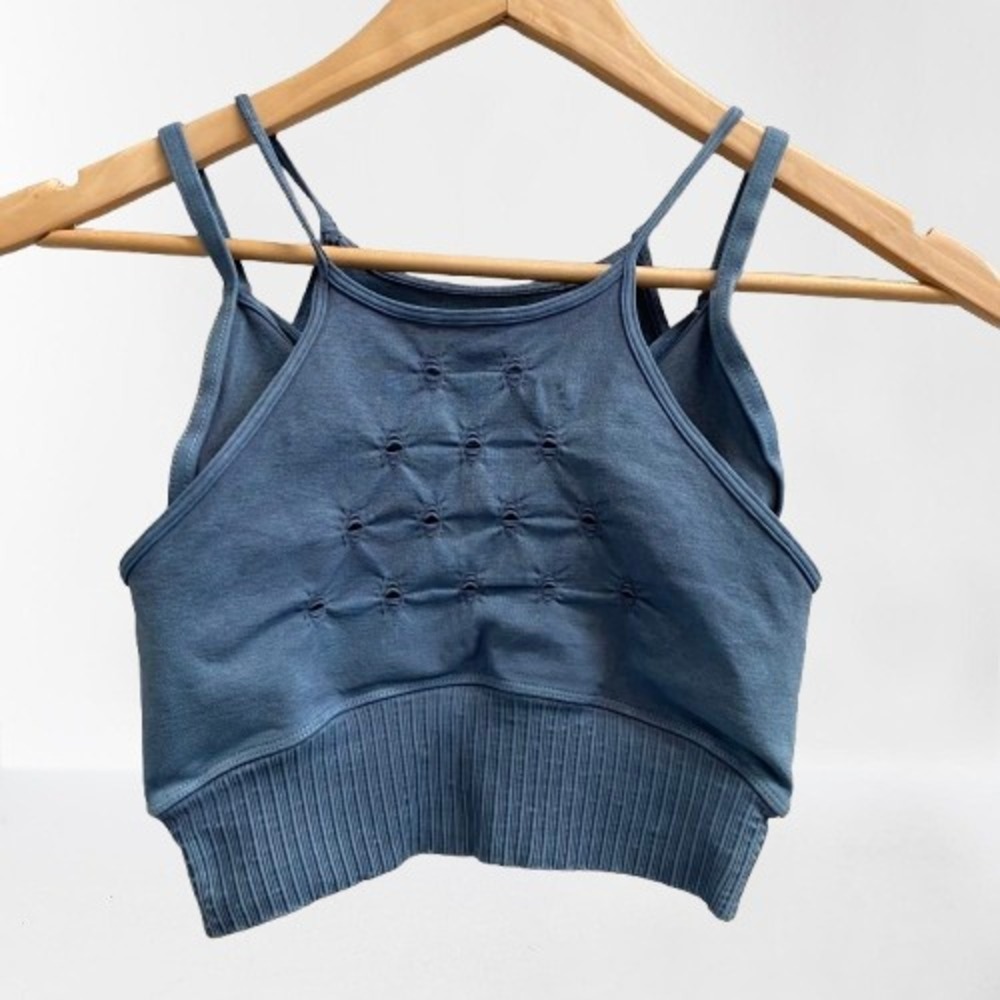 NEW Free People Movement Laser Cut Double Lined Cropped Blue XS/S